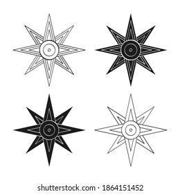 vector monochrome icon set with ancient Sumerian symbol Star of Ishtar for your project