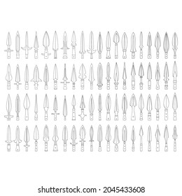 vector monochrome icon set with ancient spearhead for your project