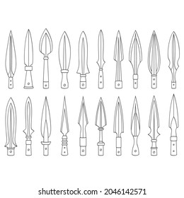 vector monochrome icon set with ancient spearhead for your project