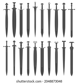 vector monochrome icon set with ancient swords for your project