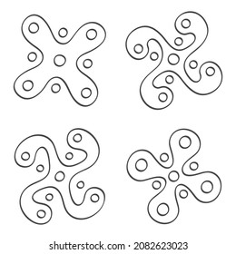 conjunto de iconos de vector monocromo con la señal italiana antigua Camunian rose para su proyecto