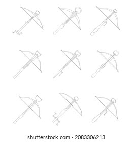 conjunto de iconos monocromos vectoriales con cruces antiguos para su proyecto