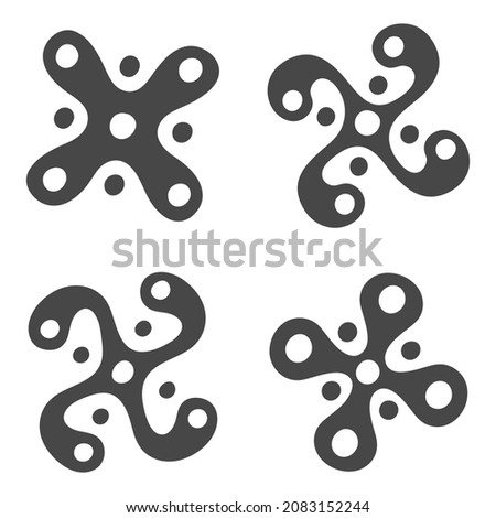 vector monochrome icon set with Ancient Italian sign Camunian rose for your project