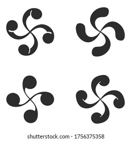 vector monochrome icon set with Basque cross Lauburu