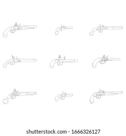 Icono monocromo vectorial con pistolas antiguas