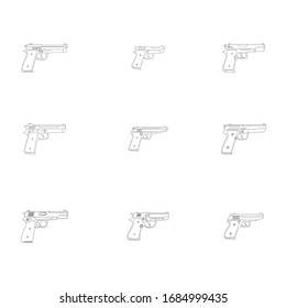 Conjunto de iconos monocromos vectores Pistolas 