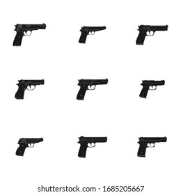 Conjunto de iconos monocromos del vector con Pistolas
