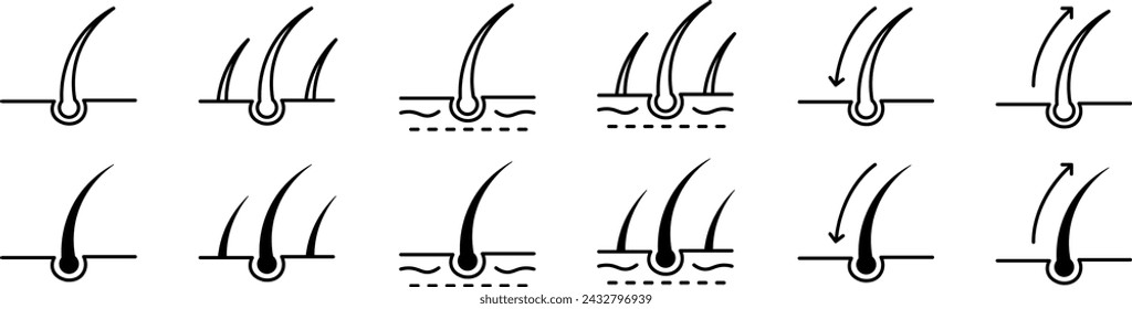 Vector Monochrome Icon Set Related to Body Hair