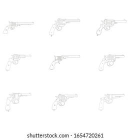 Vector monochrome icon set with Revolvers
