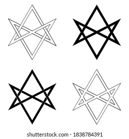 vector monochrome icon with Unicursal hexagram for your project