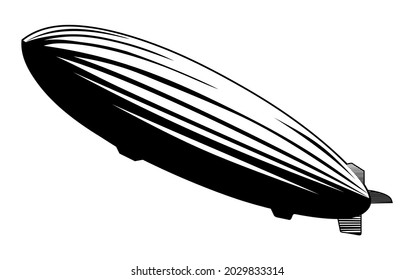 Vector monochrome illustration of airship.