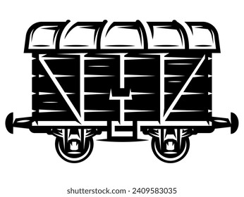 Vector monochrome illustration with a carriage in retro style. Template for design.