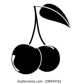 Vector monochrome illustration of cherry