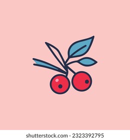 Vector monochrome illustration of cherry logo