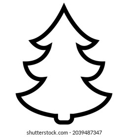 Vector monochrome illustration of christmas tree logo Simple outline design