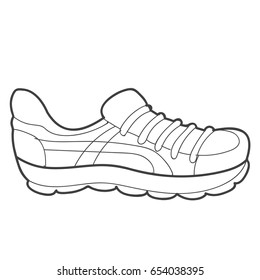 Vector monochrome illustration a football boot isolated on white background