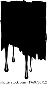 Vector monochrome illustration of irregular and rectangular stain with dripping paint.