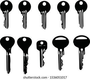 Vector monochrome illustration of keys.