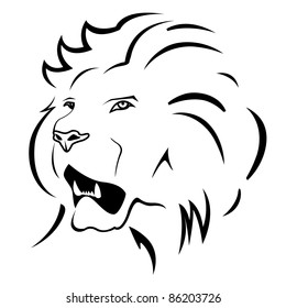 Vector monochrome illustration of lion. Logo template