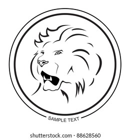 Vector monochrome illustration of lion symbol