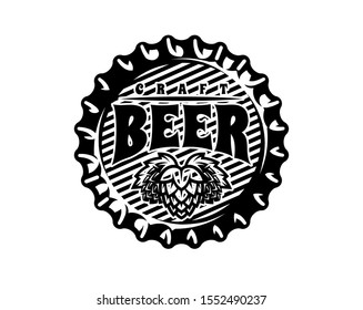 Vector monochrome illustration with metal caps for beer bottles.