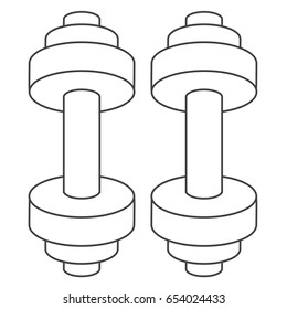 Vector monochrome illustration of pair of dumbbells isolated on white background