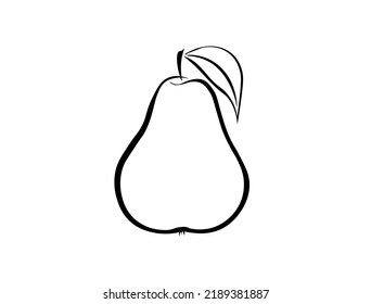 Vector monochrome illustration of pear logo.