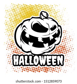 Vector monochrome illustration of a pumpkin character.All elements are in separate groups.