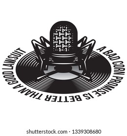 Vector monochrome illustration in retro style on a musical theme.