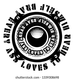 Vector monochrome illustration in retro style on a musical theme.