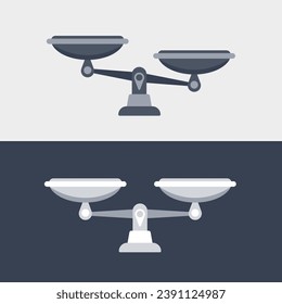 Ilustración monocromática vectorial de escalas con diferentes pesos y escalas con el mismo peso.