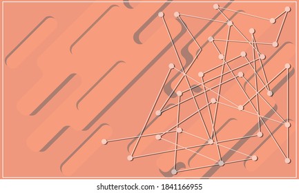 Vector monochrome illustration of technology with line pattern on trendy background. Modern concept Abstract internet communication, future of science techno design