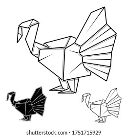 Vektormonochrome Abbildung von PapierturbinenOrigami (Konturzeichnung nach Linie).