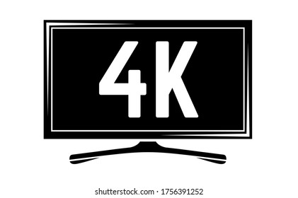 Vector monochrome image with tv plasma isolated on white background.