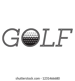 Vector monochrome inscription golf with a built-in ball.