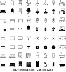 Vector Monochrome Interior Icon Set