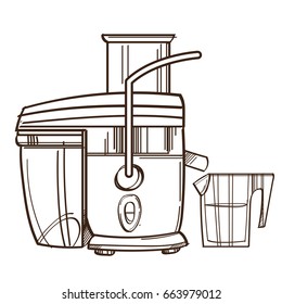 vector monochrome Juicer. Juicing machine. Illustration isolated on white background