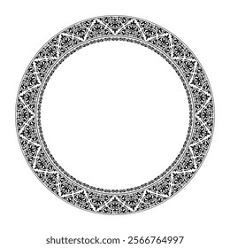 Vector monochrome Kazakh national round pattern, frame. Ethnic ornament of the nomadic peoples of Asia, Kazakhs, Kyrgyz, Kalmyks, Mongols, Turkmens. For design postcards, Sandblasting, ceramic