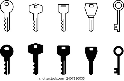 Vector Monochrome Key Icon Material Set