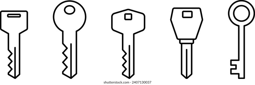 Vector Monochrome Key Icon Material Set