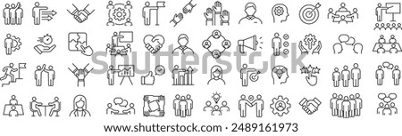 Vector Monochrome Leader-Related Line Art Icon Set