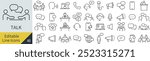 
Vector Monochrome Line Art Icon Set for Conversation