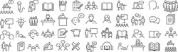 Vector Monochrome Line Art Icon Set for Training