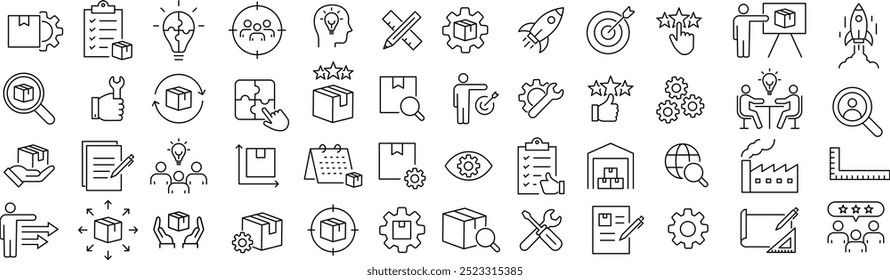 
Vector Monochrome Line Art Icon Set for Products