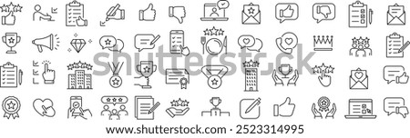 Vector Monochrome Line Art Icon Set for Feedback