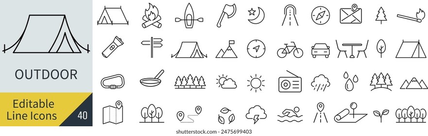 Vector Monochrome Line Art Leisure Icon Set