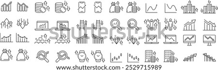 Vector Monochrome Line Drawing Icon Set for Up and Down