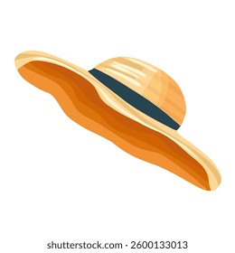 Vector monochrome line drawing of a straw hat