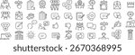Vector monochrome line icon set about reviews