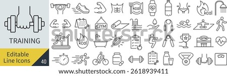 Vector Monochrome Line Icon Set of Training